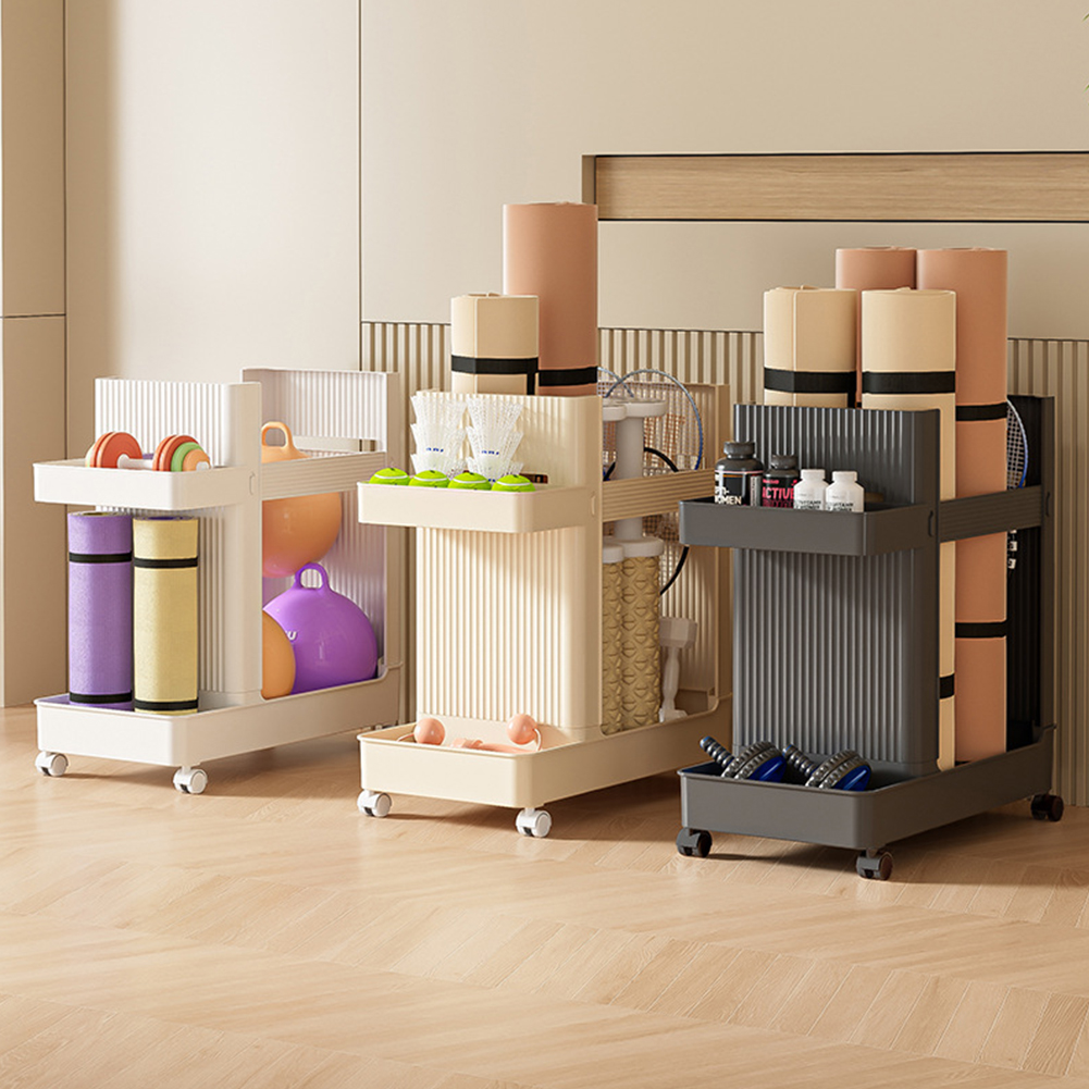 Sports Equipment Organizer Rack - Gym Equipment Holder with Wheels Fitness