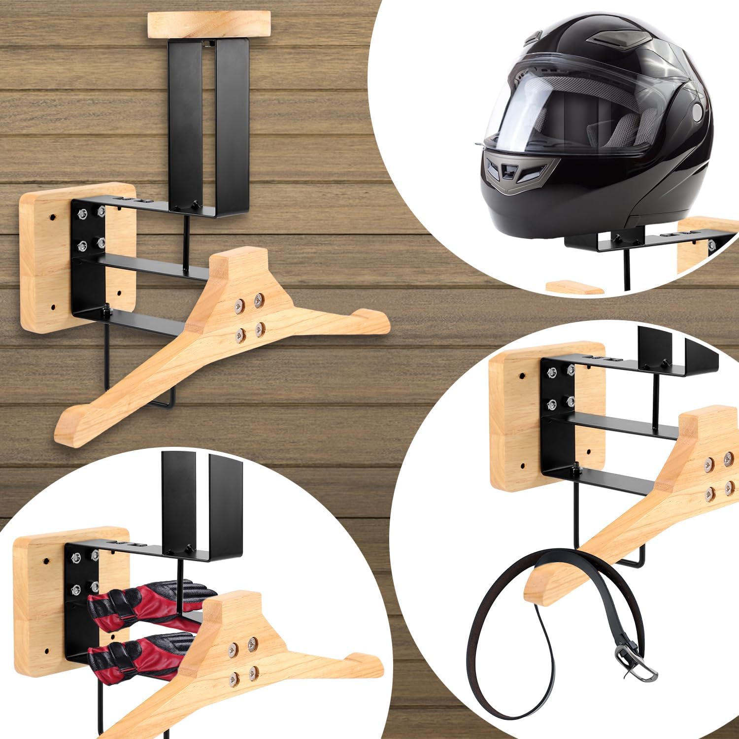 Wood Motorcycle Helmet Holder  - Sports Equipment Organizer Rack recension och pris