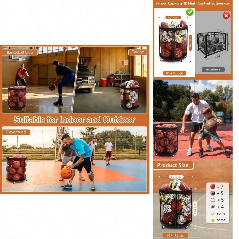 Heavy Duty Ball Storage Bin Ca - Sports Equipment Organizer Rack recension och pris