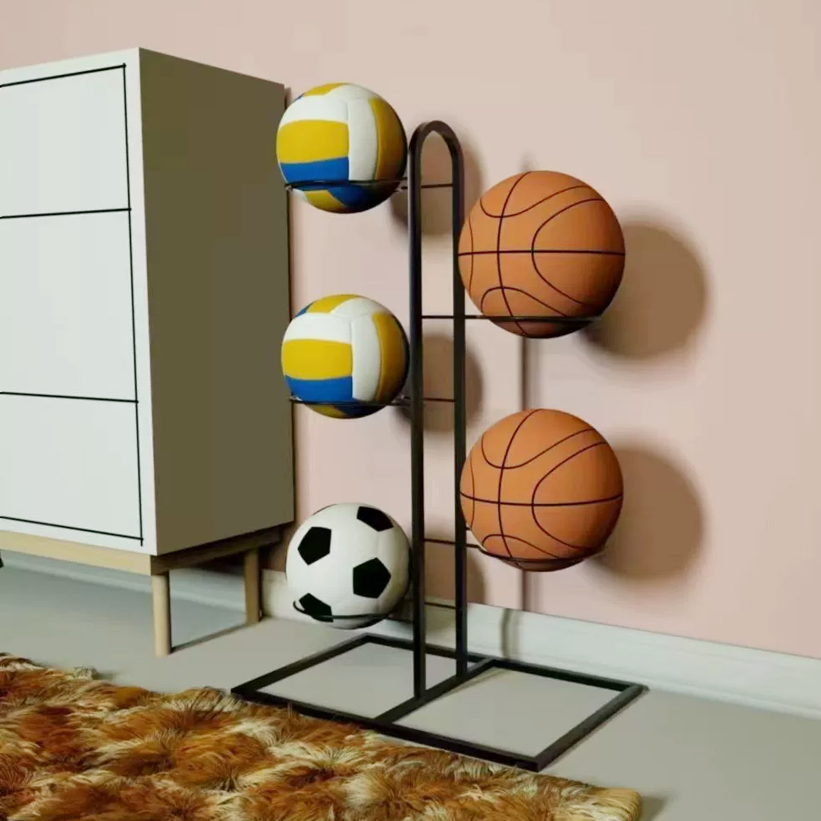 Foldable Basketball Rack Multi - Sports Equipment Organizer Rack recension och pris