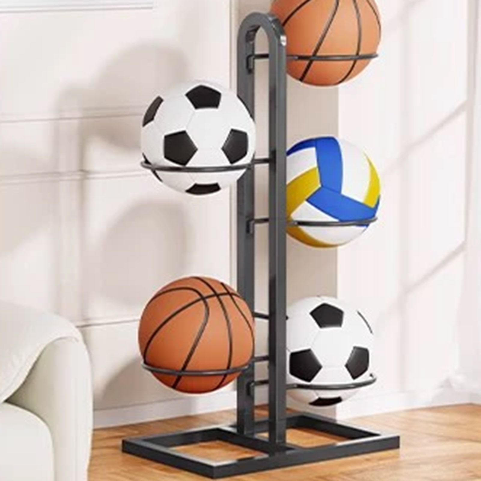 Foldable Basketball Rack Multi - Sports Equipment Organizer Rack recension och pris